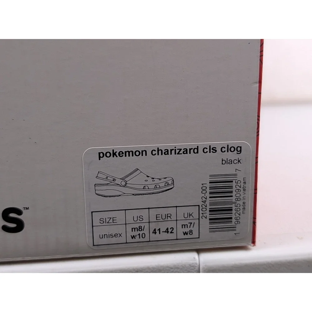 Crocs Pokemon Charizard Classic Clogs Orange Flame Marble Men 8 Women 10 Jibbitz